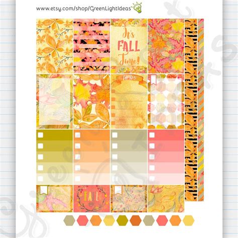 Fall Printable Stickers Happy Planner Fall Weekly Kit Autumn Etsy