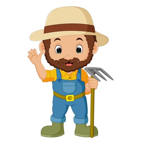 Agricultor con rastrillo gif animado (71395). Desenho de agricultor engraçado | Vetor Premium