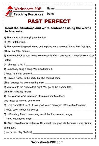 Past Perfect Tense Worksheets