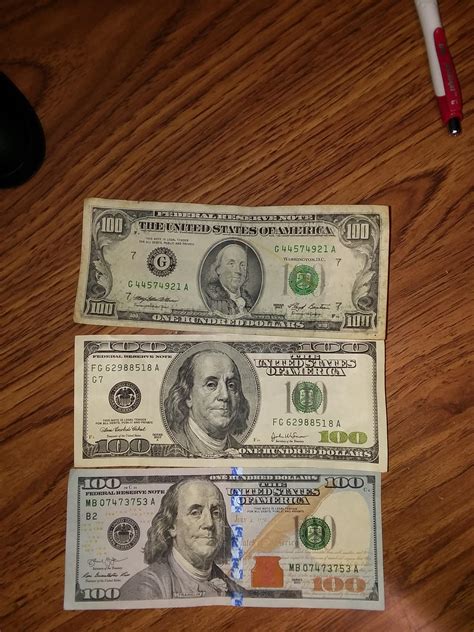 Three 100 Dollar Bills I Received At Work Yesterday 93 03 And 13 R Mildlyinteresting