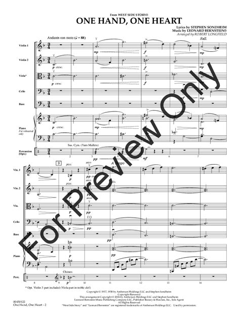 One Hand One Heart By Leonard Bernsteinarr Rob Jw Pepper Sheet Music