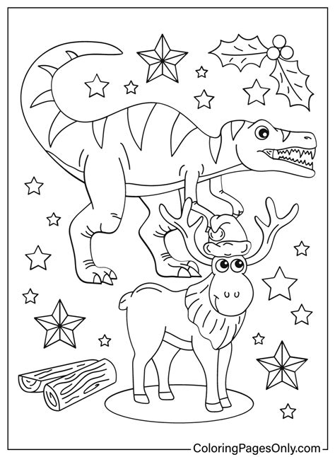 Xmas Dinosaur Coloring Pages - Free Printable Coloring Pages