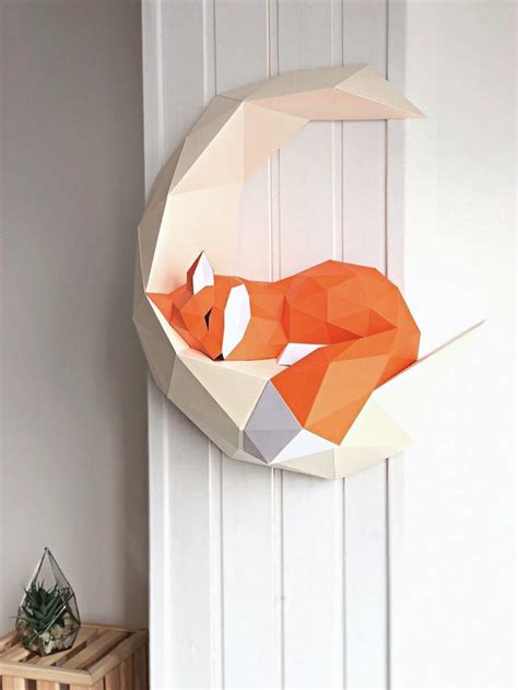 Лиса Papercraft Fox Pepakura 3d Low Poly Paper Sculpture Diy T Decor