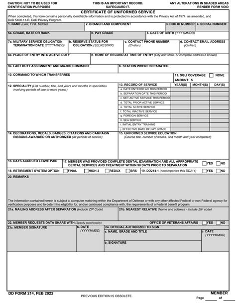 Dd Form Download Fillable Pdf Or Fill Online Certificate Of Uniformed Service Templateroller