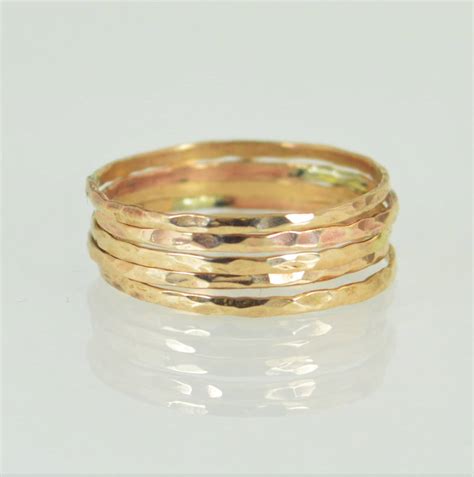 Super Thin Bronze Stacking Rings Hammered Bronze Ring Simple Bronze