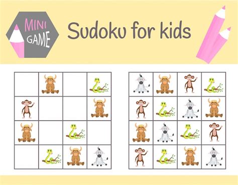 Juego De Sudoku Para Niños Vector Premium