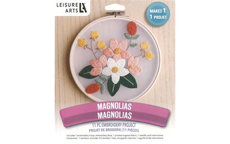 Leisure Arts Embroidery Kit 6 Magnolias Embroidery Kit For Beginners