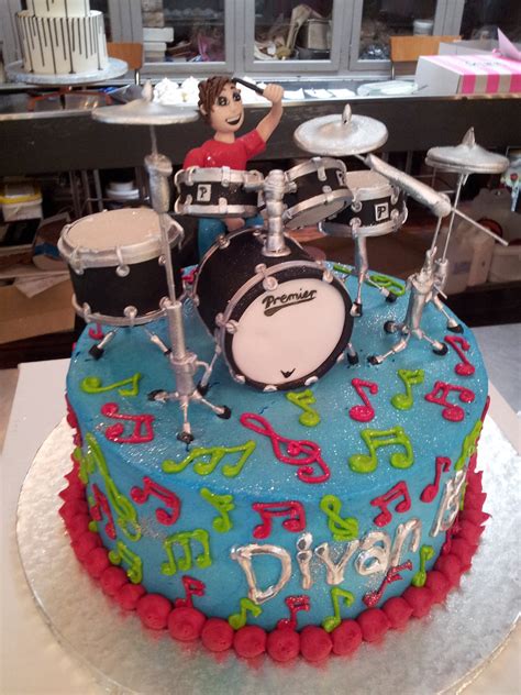Wicked Chocolate Cake Iced In Blue Butter Icing Decorated With 3d Drum