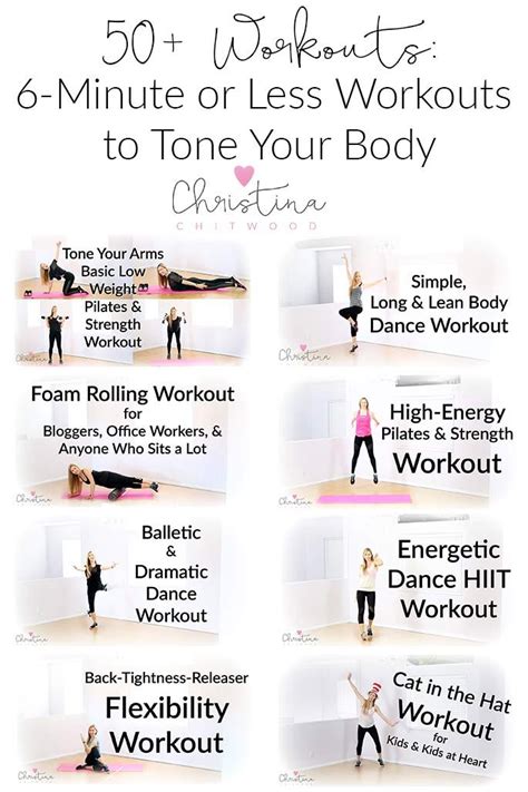 50 Workouts 6 Minute Or Less Workouts To Tone Your Body Toning Workouts Lean Body Workouts
