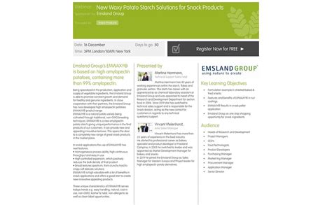 Emsland Webinar New Waxy Potato Starch Solutions For Snack Products