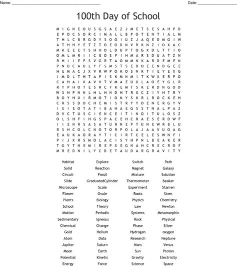 100th Day Of School Word Search Wordmint Word Search Printable