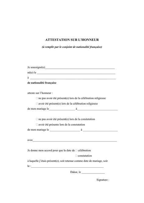 Attestation De Notification Au Conjoint Attestation Dinformation