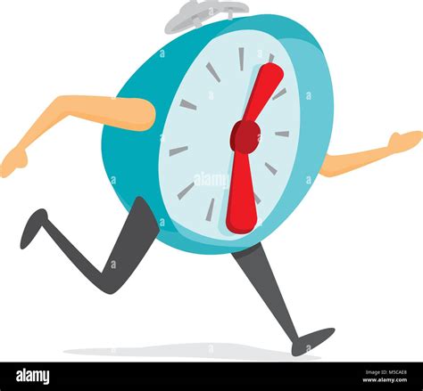 Cartoon Illustration Of Alarm Clock Ball Running Late Stock Vector