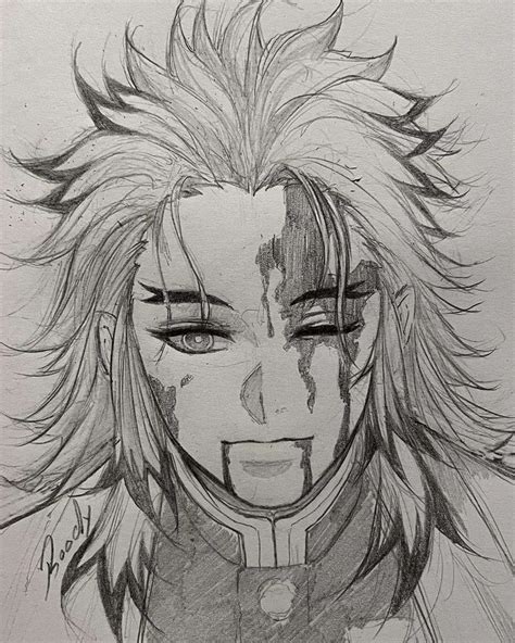 A Drawing Of An Anime Character With Long Hair And Piercings On His