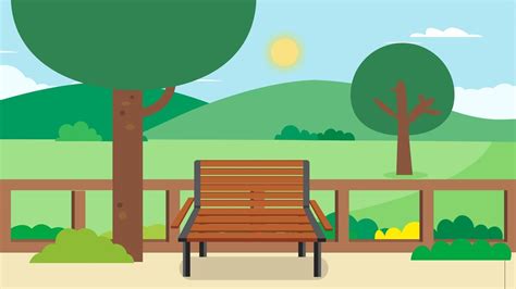 Public Park With Bench And Nature Landscape Backgroundvector Illustrationflat Green Park