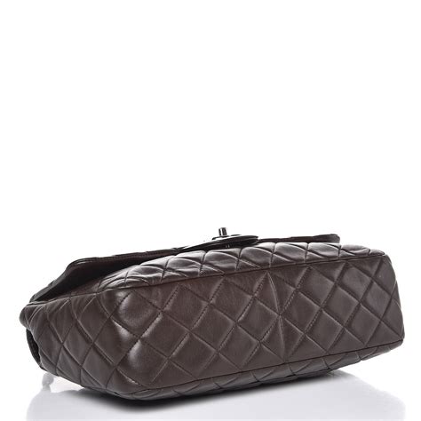 Chanel Lambskin Quilted Jumbo Single Flap Dark Brown 352595 Fashionphile