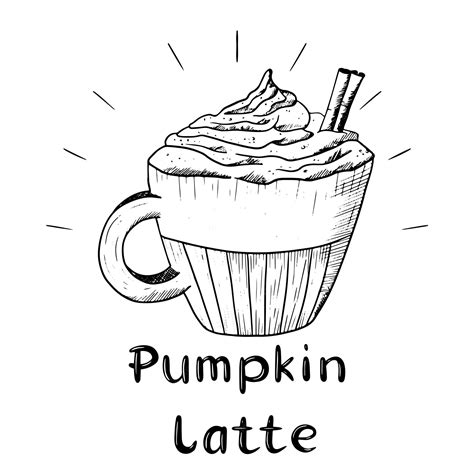 Premium Vector Cup Of Pumpkin Coffee Latte With Cream And Cinnamon