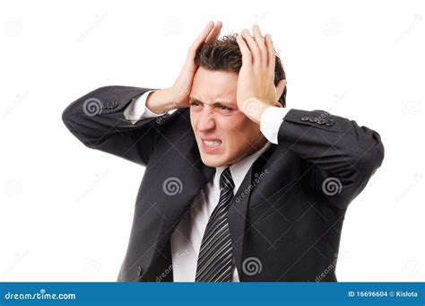 Businessman With Severe Headache Stock Photo Image Of Holding Hands