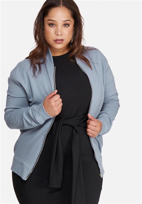 Plus Size Jersey Bomber Jacket Grey Blue Missguided Jackets And Coats