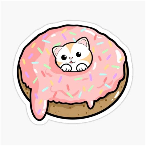 Donut Cat Sticker Sticker By Skitgraphic Redbubble