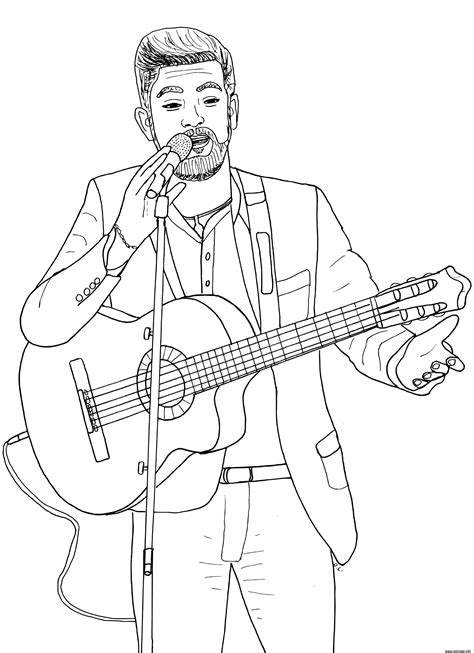 Coloriage kendji girac chanteur guitariste francais vainqueur de la