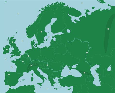 A Map Of Europe With All The Major Cities And Rivers Labeled In Green On It