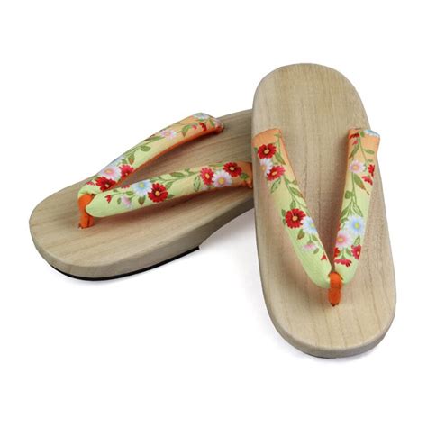japanese style sakura floral wooden paulownia woman flip flops bathing slipper sandals clog geta