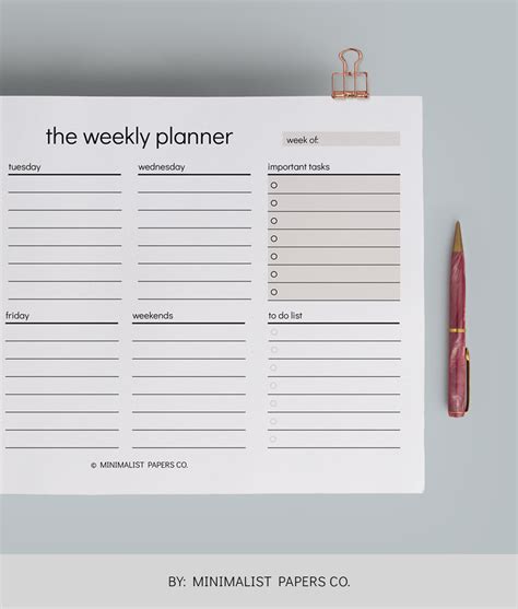 Printable Landscape Weekly Planner To Do List Pad A4 Size