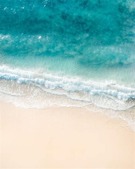 Beach Aerial View Nice Top View Of The Blue Ocean Crashing Wave And