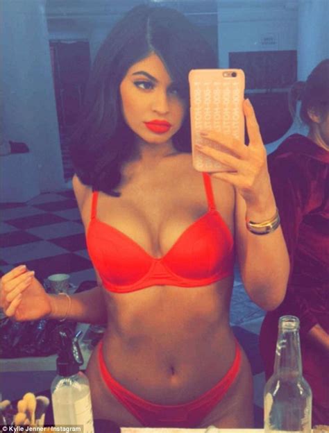 kylie jenner flaunts her form in racy red bra and panties on instagram daily mail online