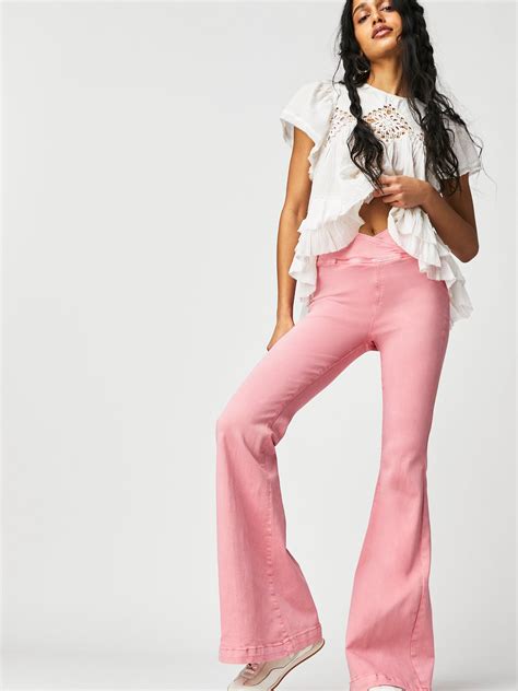 Free People Venice Beach Flare Jeans In Pink Lyst
