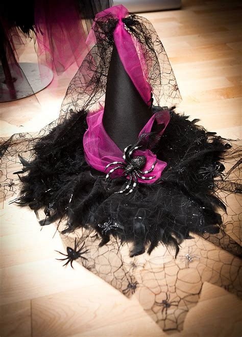 Size Medium Hot Pink And Black Feather Burlesque Corset Witch Costume With Hat Ready To Ship