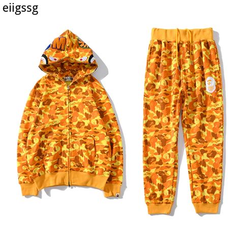 Bape X Pubg Orange Camouflage Set Bape Hoodie