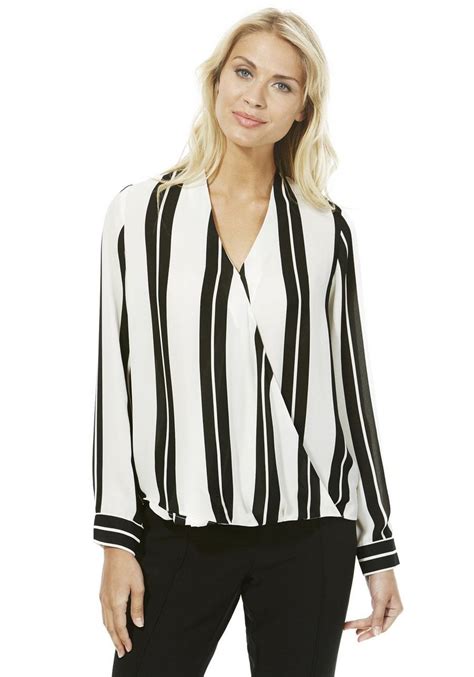 Clothing At Tesco Fandf Striped Wrap Front Shirt Tops Workwear