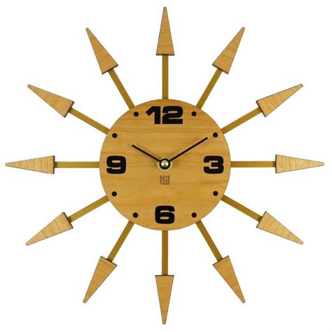 Retro Wood Sun Starburst Clock By You Make Me Design