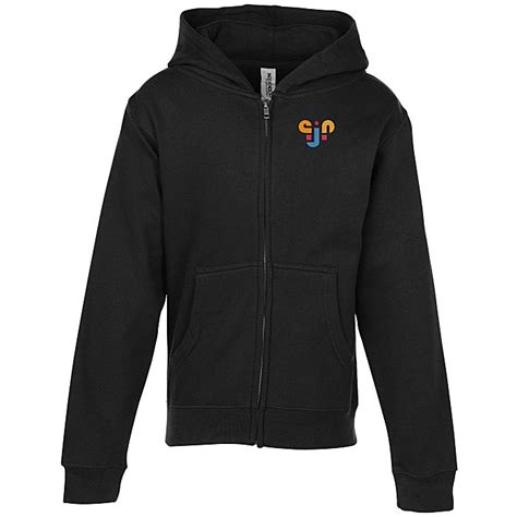 Independent Trading Co Midweight Full Zip Hoodie Youth Embroidered 142300 Y E