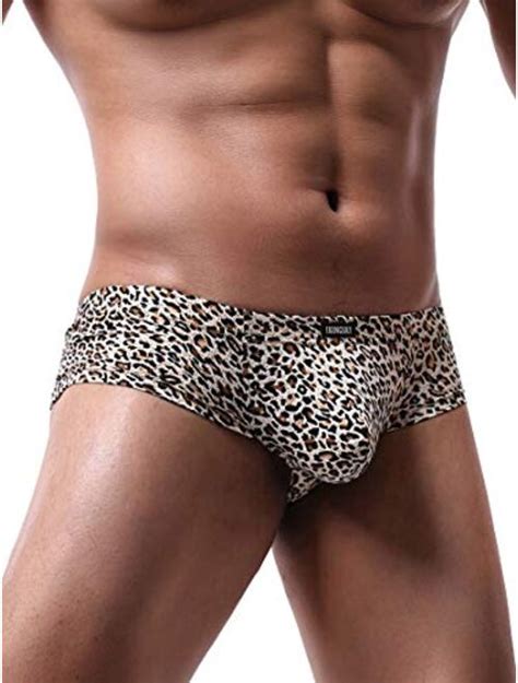 Buy Ikingsky Mens Leopard Cheeky Boxer Briefs Sexy Mini Cheek Thong Underwear Low Rise