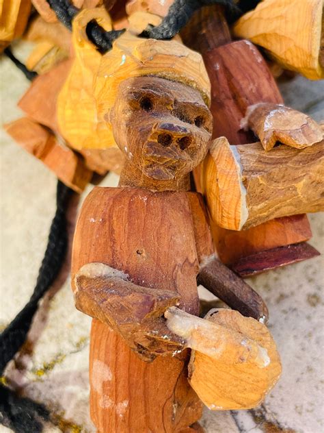 Antique Artisan Wood Hand Carved People Figures Tribal Bead Etsy