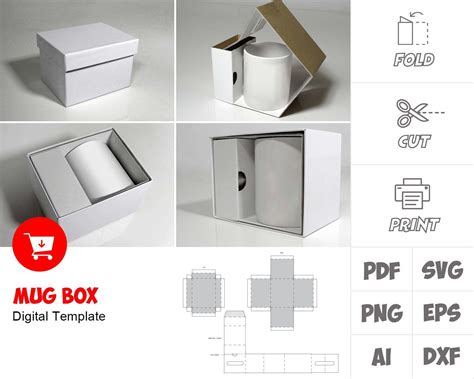 Flat cardboard gift mug box for 11oz. Download Free Mug Box Svg Images Free SVG files ...
