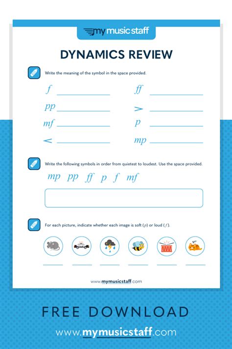 Dynamics Review Activity Sheet | Teaching music, Elementary music