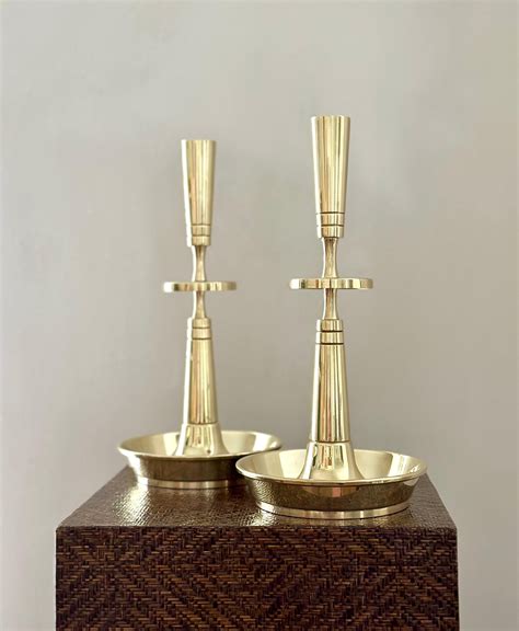 Pair Tommi Parzinger Solid Brass Candlesticks For Dorlyn Silversmiths For Sale At 1stdibs