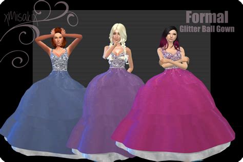 My Sims 4 Blog Glitter Ball Gowns In 3 Colors For Teen Elder Females