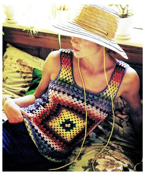 Free crochet patterns and tutorials! Vintage 70s Crochet GRANNY SQUARE Tank Top PDF by KinsieWoolShop | Crochet vest pattern, Crochet ...