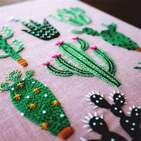 Linen World Cactus Embroidery Hand Embroidery Patterns Embroidery Projects Sewing Projects