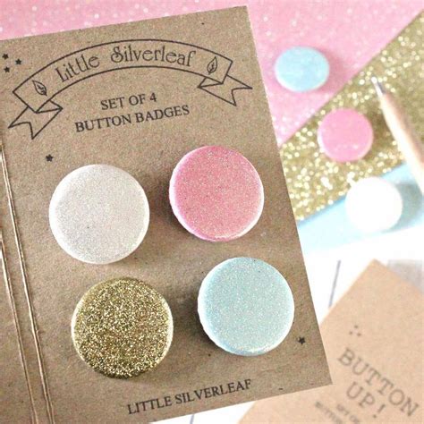 Set Of Four Glitter Badges Any Four Colours By Little Silverleaf