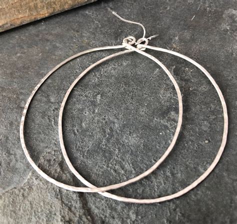 Sterling Silver Hammered Hoops Extra Extra Large