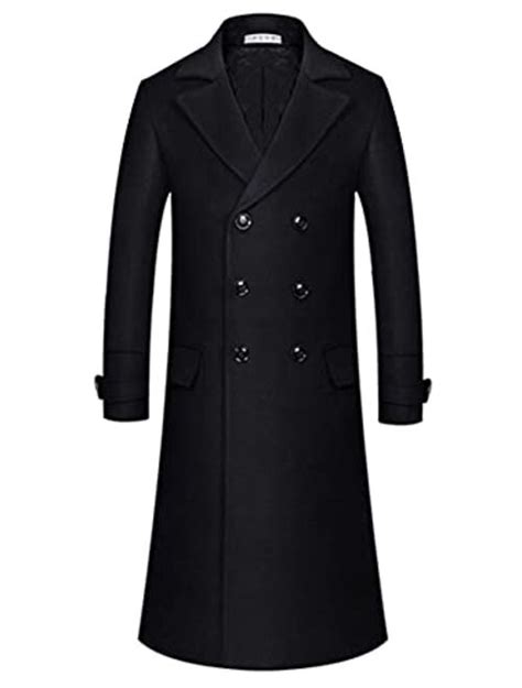 Buy Aptro Men S Luxury Full Length Trench Coat Long Wool Overcoat Winter Windbreaker Online