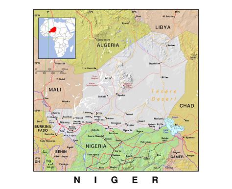 Large Detailed Political And Administrative Map Of Niger With Relief Images