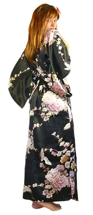 Japanese Womans Silk Kimono Dressing Gown Kaori Japanese Women