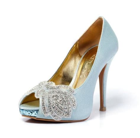 Carmenblue Peep Toe Wedding Heel With Swarovski Elements Blue Bridal